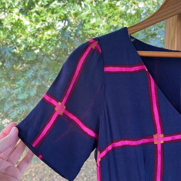 Anthropologie HD In Paris Striped Pane Midi Dress Blue Size 0P - Picture 10 of 12